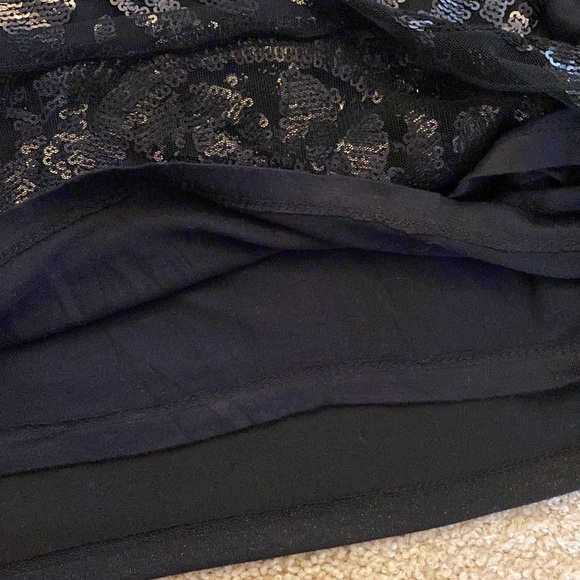 NEW HALE BOB BLACK SEQUIN DRESS LIGHT KNIT BACK SLEEVELESS LINED FRONT PATTERN - Picture 10 of 11